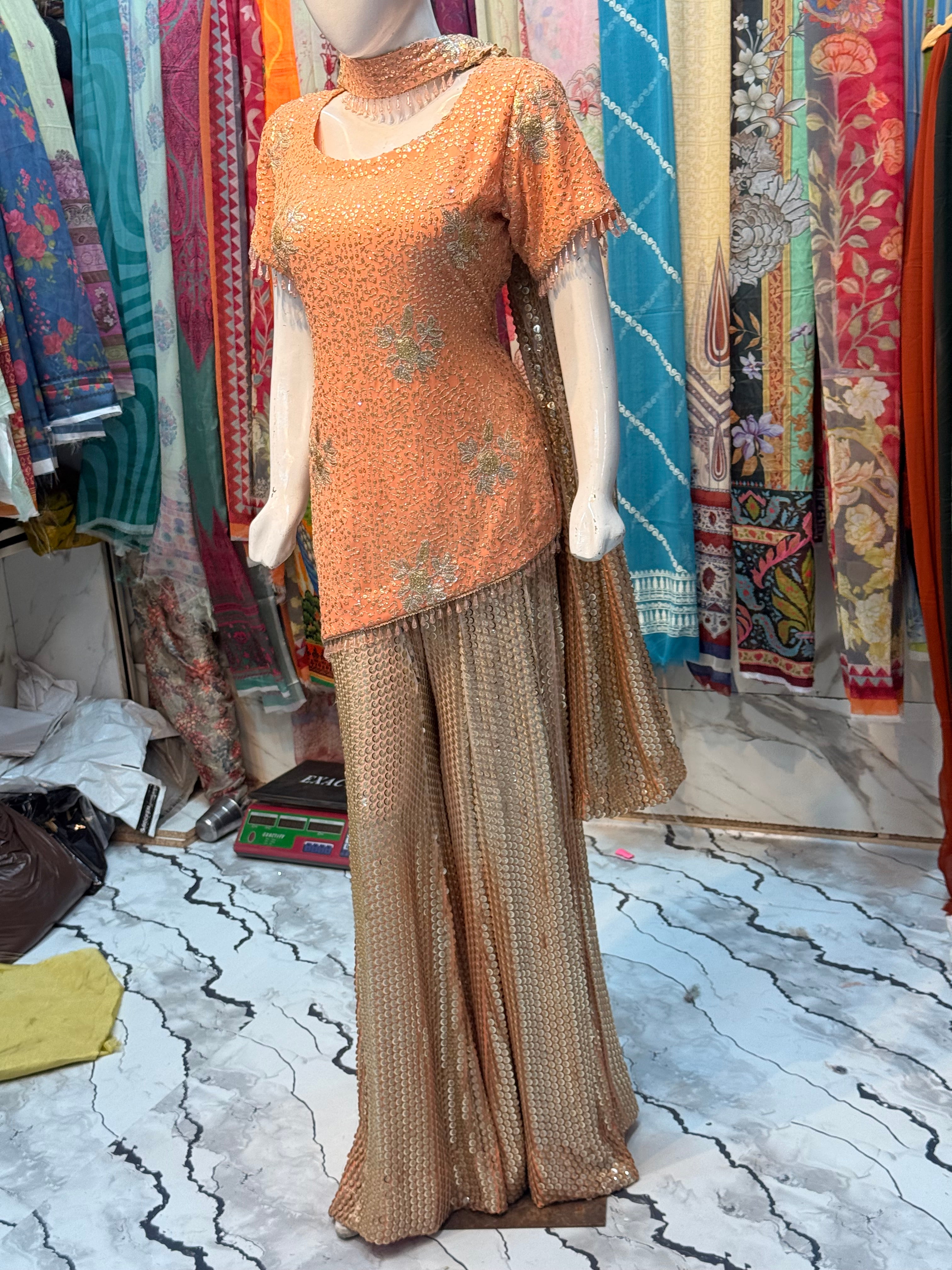Ombre Sequence Dress Stiched